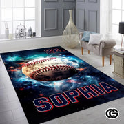 Custom Vintage Baseball Area Rug with Non Slip Carpet Backing
