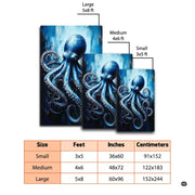 Lifestyle scene featuring family lounging on deep sea kraken octopus area rug. - thumbnail image 5 of 7