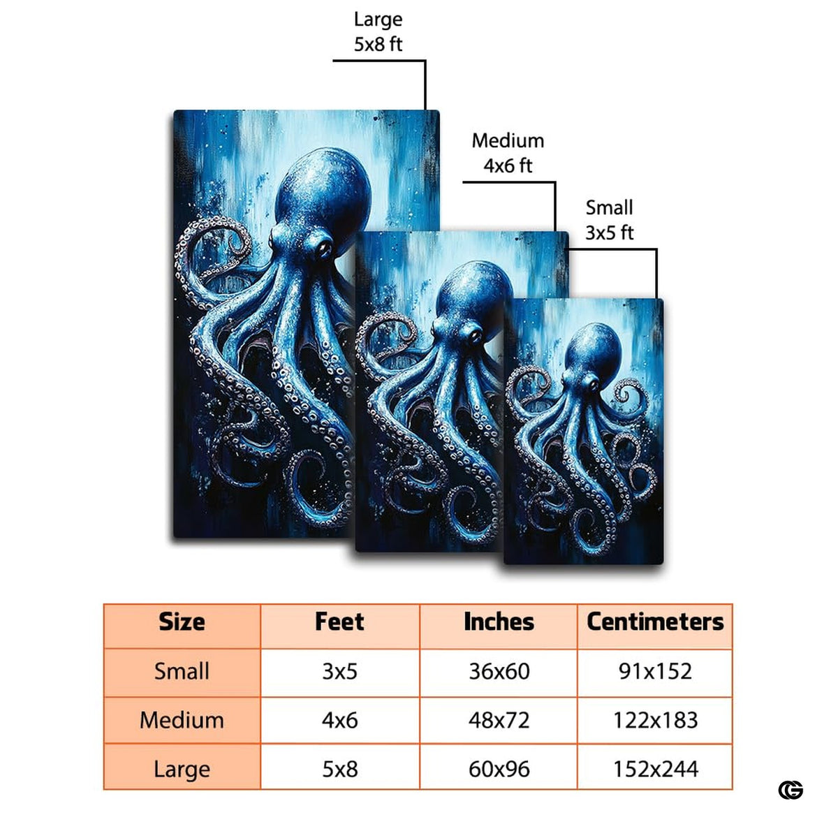 Lifestyle scene featuring family lounging on deep sea kraken octopus area rug. - image 5 of 7
