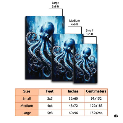 Lifestyle scene featuring family lounging on deep sea kraken octopus area rug. - thumbnail image 5 of 7
