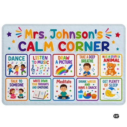 Personalized Calming Corner Rug for Classroom, Custom Teacher Name Reading Corner Rug, Emotions Feelings Carpet, Soft Fluffy Calm Corner Decor for School Reading Nook (Calming Corner)