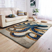 Detailed view of circular suction cups and curling kraken tentacles rug print. - thumbnail image 4 of 7