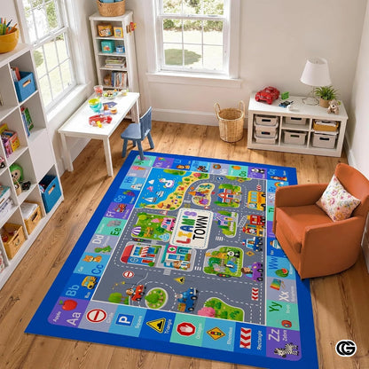 Personalized Road Map Welcome Mat with Custom Name and Streets