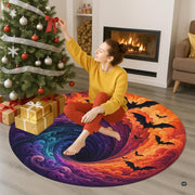 Custom Halloween 3D Optical Illusion Round Rug Skeleton Horror Area Rug (1, #9)