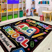 Classroom stationery motif rug styled beneath a wooden desk in a quiet study nook. - thumbnail image 3 of 7