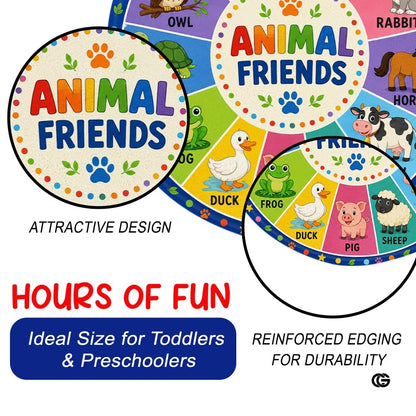 Wheel of Feelings and Emotions Round Rug, Educational Mental Health Rug for Classroom, Educational Animal Shape School Mat, Back to School Gift (Animal)