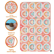 Top-down overhead view of rectangular boho rainbow affirmations classroom area rug - thumbnail image 7 of 7