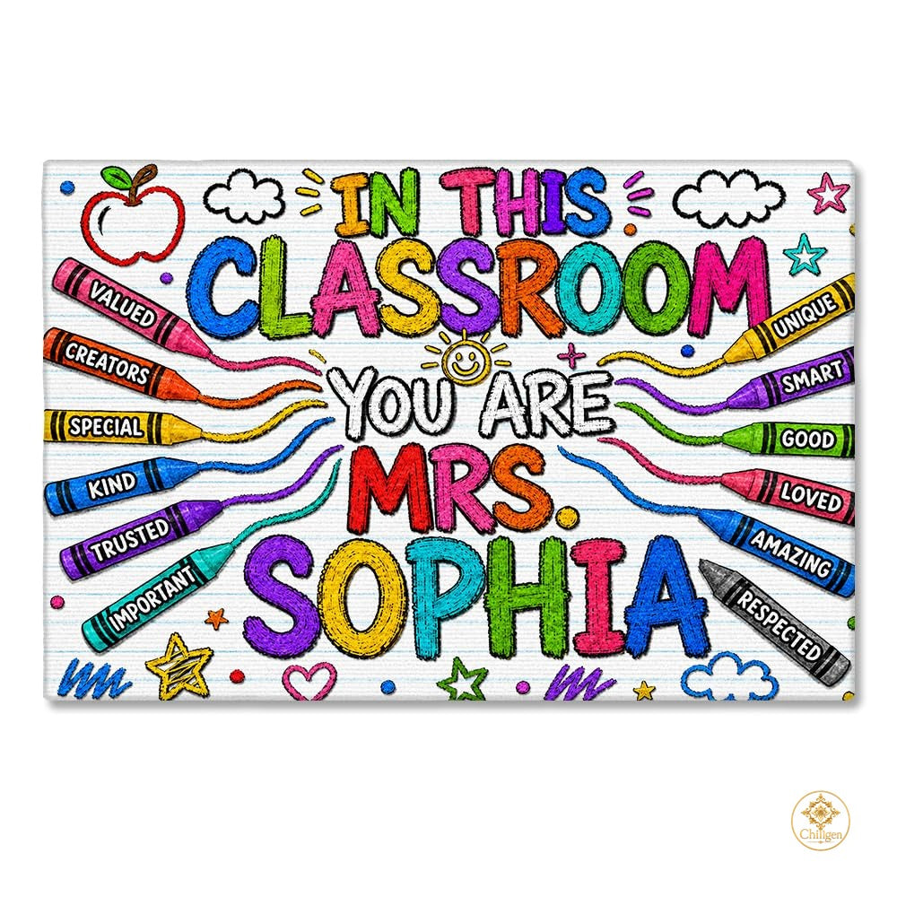 Personalized Classroom Doormat for School and Entryway