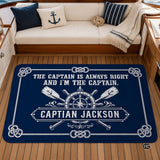 Custom Boat Rug, Personalized Welcome Aboard Mat with Boat Name, Nautical Area Rug for Deck, Entryway or Floor, Anchor Marine Decor, Boating Gift (Boat Rug 08)