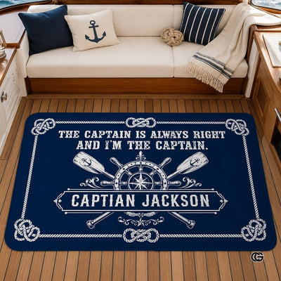 Custom Boat Rug, Personalized Welcome Aboard Mat with Boat Name, Nautical Area Rug for Deck, Entryway or Floor, Anchor Marine Decor, Boating Gift (Boat Rug 08)