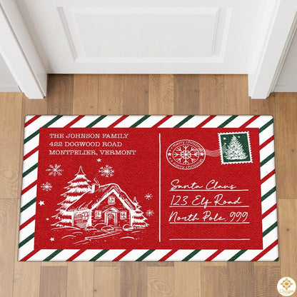 Personalized Christmas Doormat with Custom Family Name