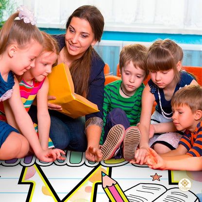 Custom Composition Notebook Classroom Rug for Kids and Boys - Alphabet Letter / 2' x 3' (Rectangular)