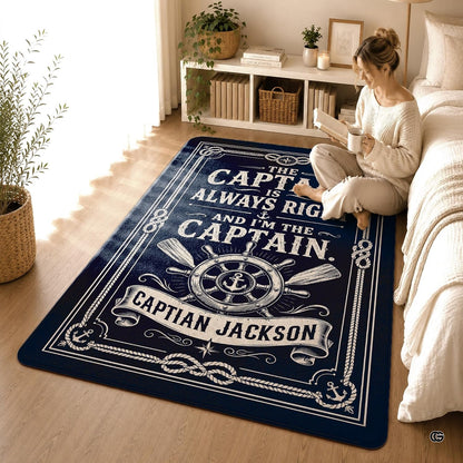 Custom Boat Rug, Personalized Welcome Aboard Mat with Boat Name, Nautical Area Rug for Deck, Entryway or Floor, Anchor Marine Decor, Boating Gift (Boat Rug 06)