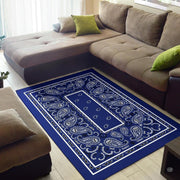 Dimensions and sizing chart for navy blue bandana paisley area rug - thumbnail image 2 of 9