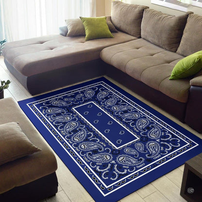Dimensions and sizing chart for navy blue bandana paisley area rug - thumbnail image 2 of 9