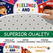 Wheel of Feelings and Emotions Round Rug, Educational Mental Health Rug for Classroom, Educational Animal Shape School Mat, Back to School Gift (Feeling 2)
