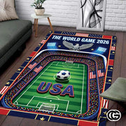 Custom Soccer 2026 Area Rug with Golden Trophy and Flags - D10