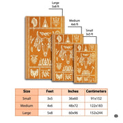 Living room floor mockup highlighting the tribal bull skull rug beside wicker seating - thumbnail image 2 of 7