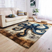 Dimension chart displaying size options for vintage octopus nautical area rug. - thumbnail image 2 of 7