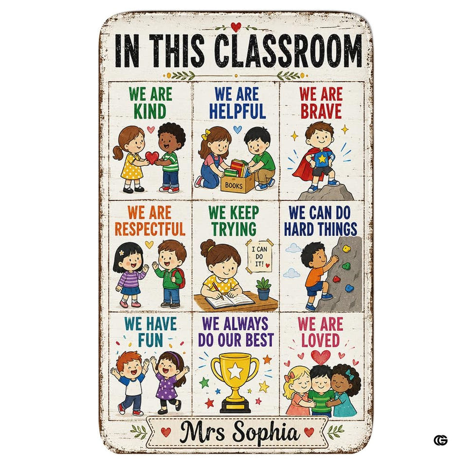 In This Classroom Rules Motivational Kids Area Rug