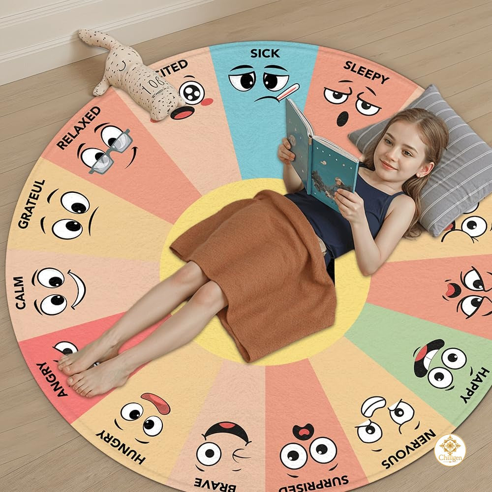 Custom Feelings Wheel Round Doormat for Front Door and Entryway