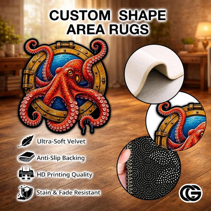 Custom Octopus Welcome Mat with Sea Monster and Name