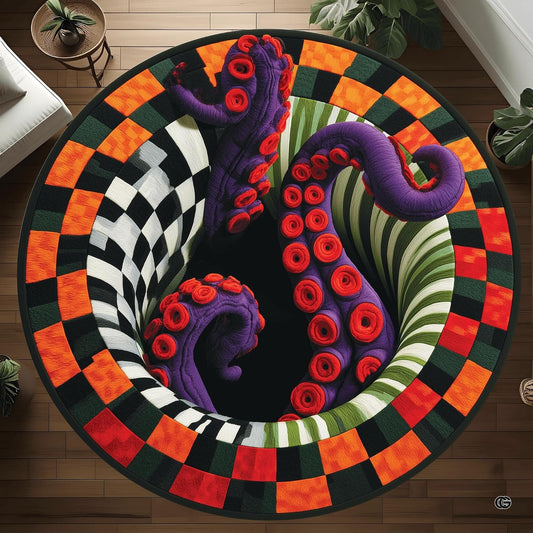 Custom Halloween 3D Effect Optical Illusion Spooky Round Rug (D4)