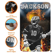 Modern living room setting displaying the athletic lacrosse sports rug - thumbnail image 2 of 9