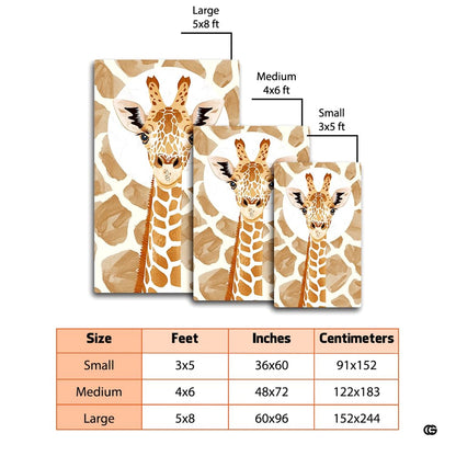 Overhead floor layout view of the warm camel brown giraffe print area rug - thumbnail image 7 of 7