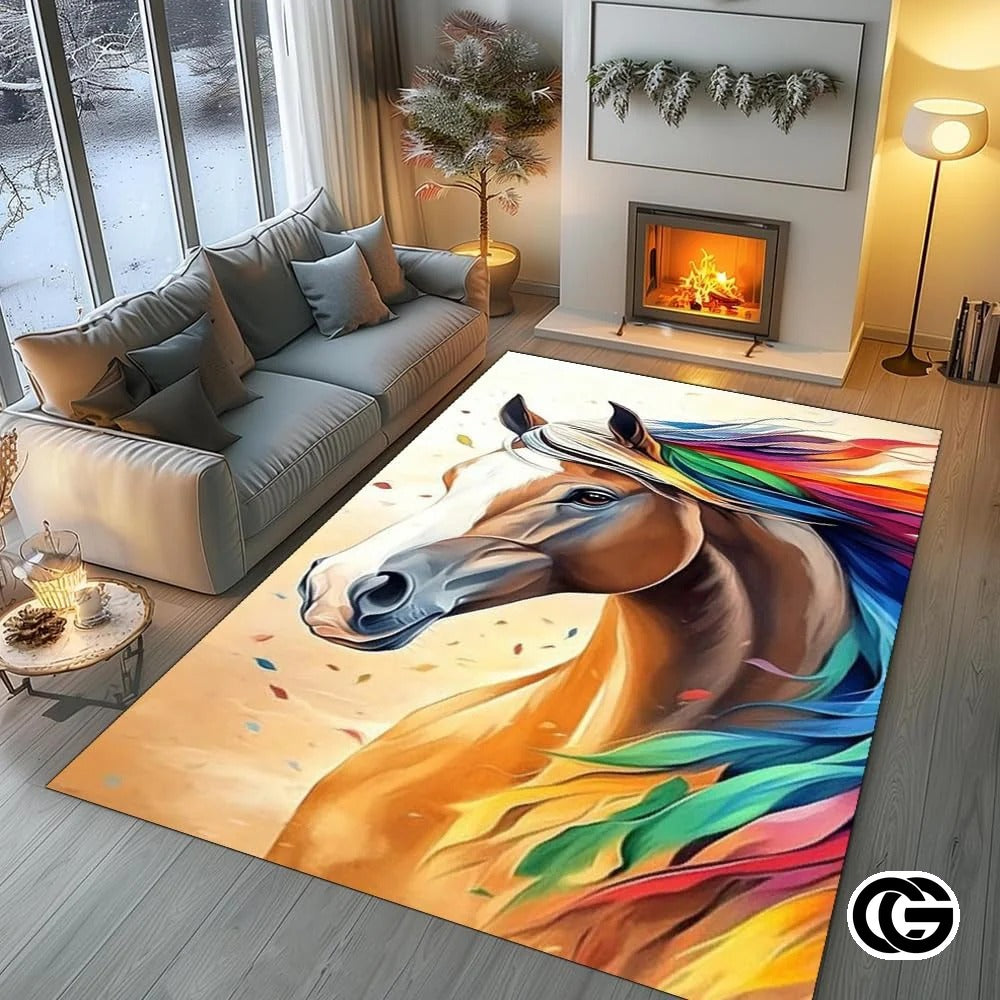 Custom Running Horse Welcome Mat for Front Door and Entryway