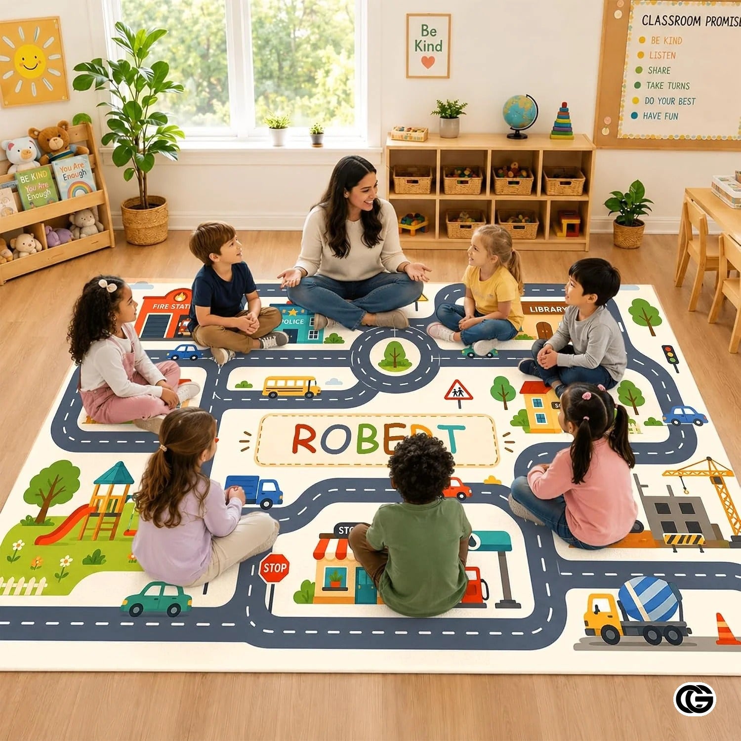 Personalized Road Map Door Mat with Custom Town Design - Map 1