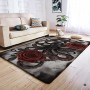 Mystical kraken and botanical motif rug grounding an eclectic gothic room decor. - thumbnail image 7 of 7