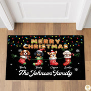 Personalized Christmas Doormat with Custom Family Name and Text