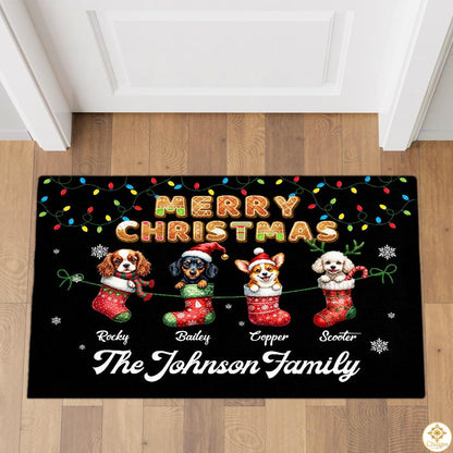 Personalized Christmas Doormat with Custom Family Name and Text