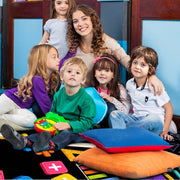 Non-slip grip backing texture and resilient construction of educational area rug. - thumbnail image 6 of 7