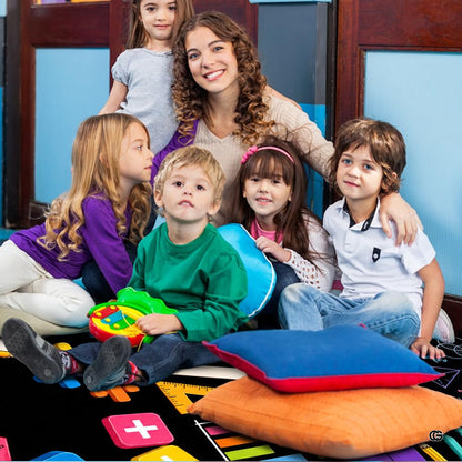 Non-slip grip backing texture and resilient construction of educational area rug. - thumbnail image 6 of 7