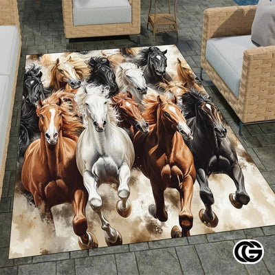 Custom Running Horse Welcome Mat for Front Door and Entryway - Horse-ds04
