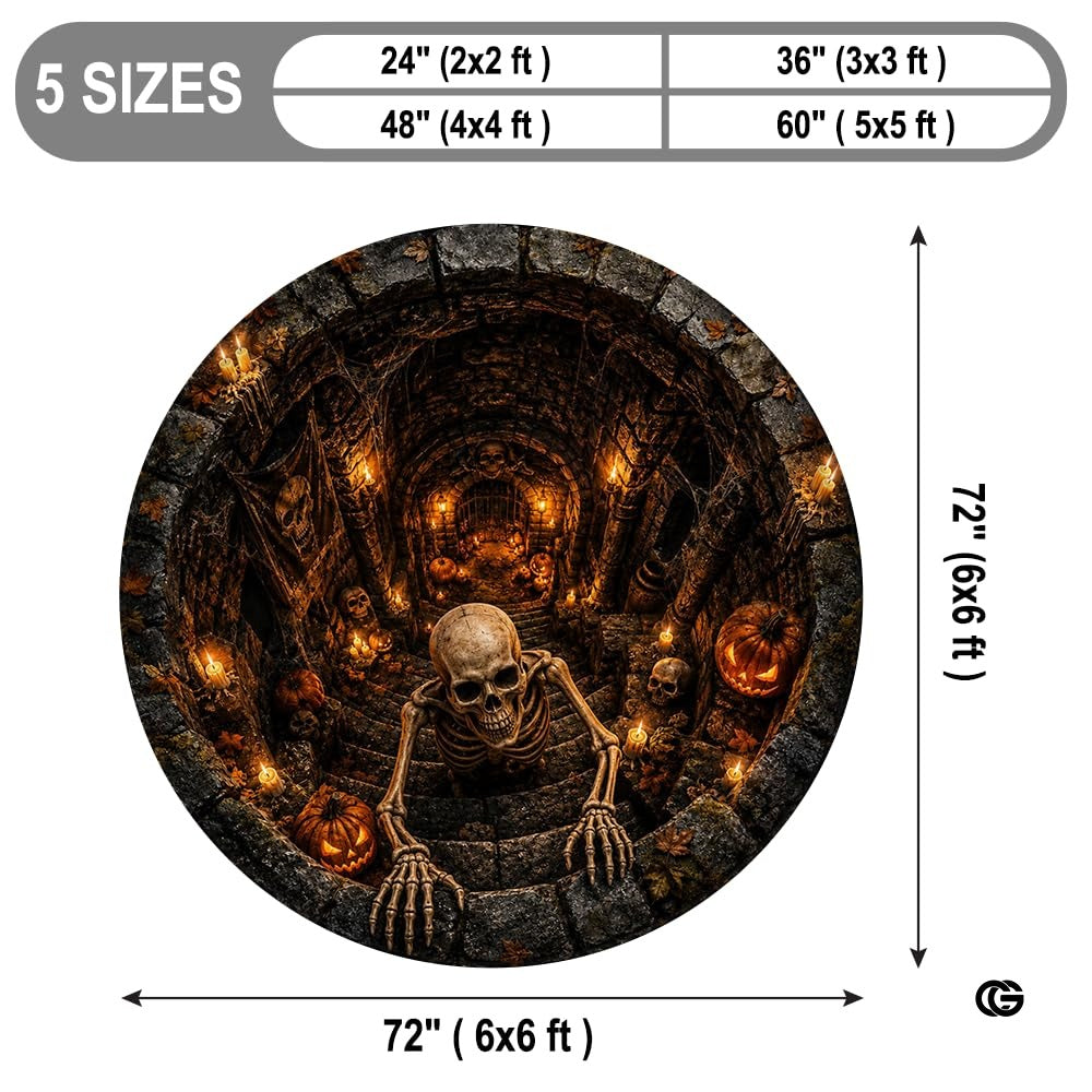 Personalized Halloween 3D Optical Illusion Ghost Round Rug (A09)