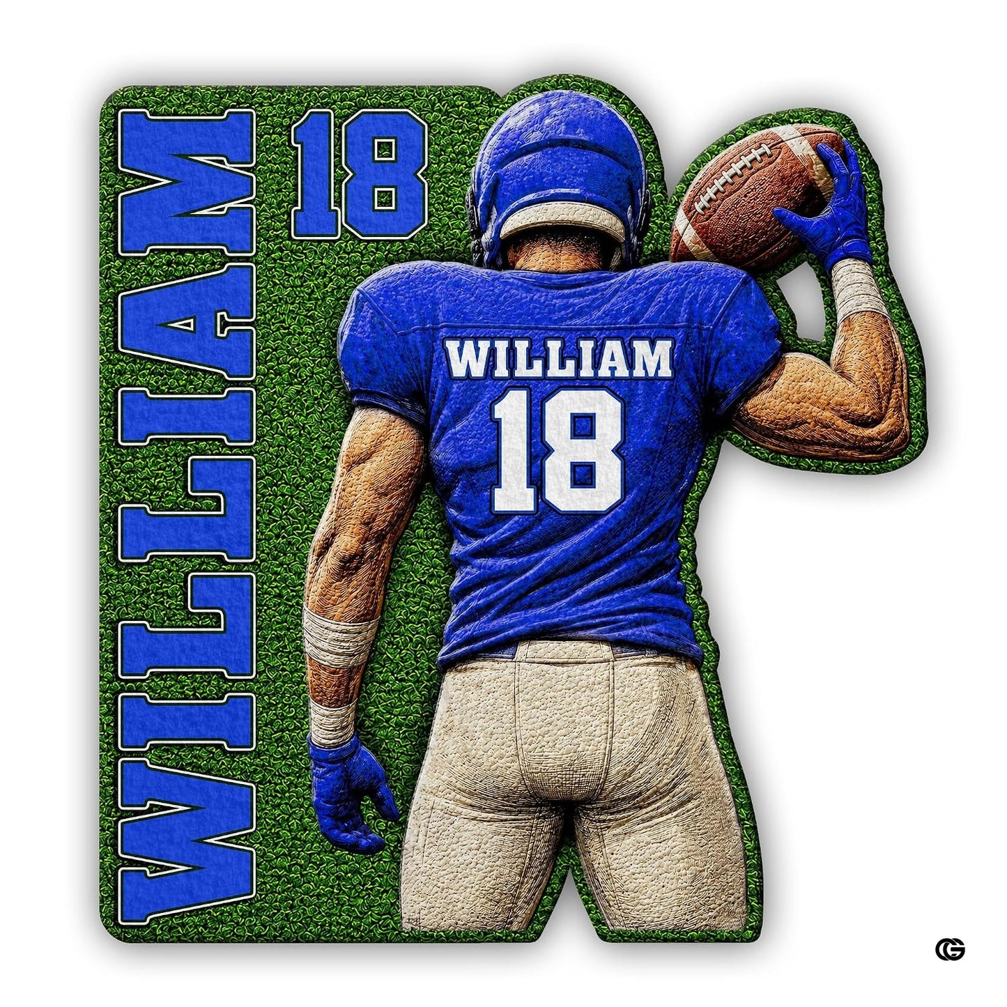 Personalized Football Shaped Rug, Non-Slip Washable Sport Carpet (A03)