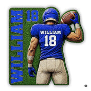 Personalized Football Shaped Rug, Non-Slip Washable Sport Carpet (A03)