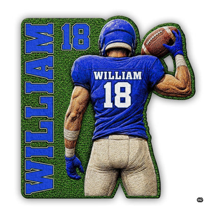 Personalized Football Shaped Rug, Non-Slip Washable Sport Carpet (A03)