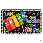 Colorful xylophone artwork rug centered in a bright music area classroom decor setting. - thumbnail image 1 of 7