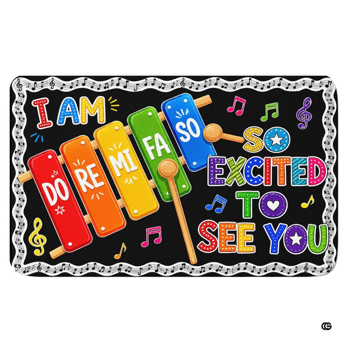 Colorful xylophone artwork rug centered in a bright music area classroom decor setting. - image 1 of 7