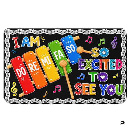 Colorful xylophone artwork rug centered in a bright music area classroom decor setting. - thumbnail image 1 of 7