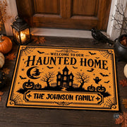 Halloween Door Mat Outdoor, Custom Spooky Welcome Mat with Black Cat and Pumpkin, Fall Front Door Mat for Porch Entryway Decor #1