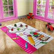 Study room styling featuring a school notebook motif rug beneath casual seating. - thumbnail image 4 of 7