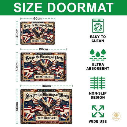 Custom Family Name Doormat with Patriotic Hunting Art