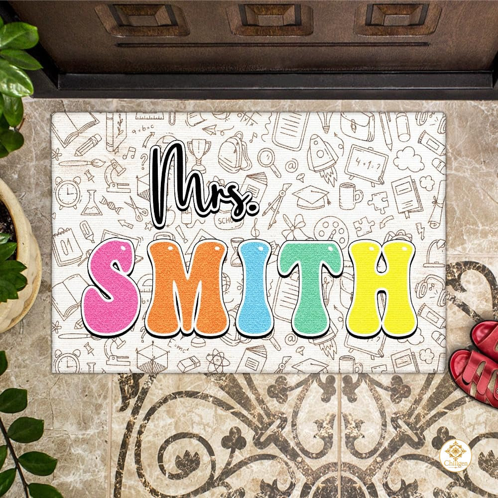 Personalized Name Teacher Doormat for Classroom and School