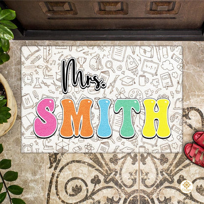 Personalized Name Teacher Doormat for Classroom and School