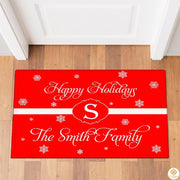 Personalized Christmas Doormat with Custom Family Name